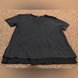 EUC Women’s J Crew XS black dress top casual frill flare bottom short sleeve